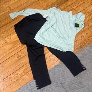 NWT Maternity Women's Activewear Set with Leggings Lattice Ankle Cutout